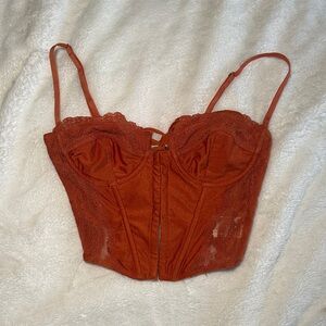 Edikted Lace Bustier Corset in Rust/ burnt orange